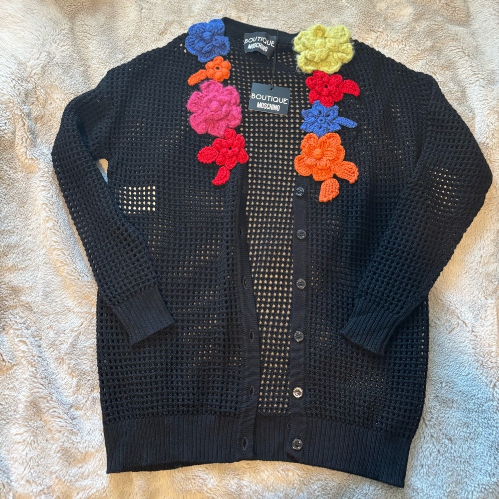 Boutique Moschino Wool Appliqué Cardigan